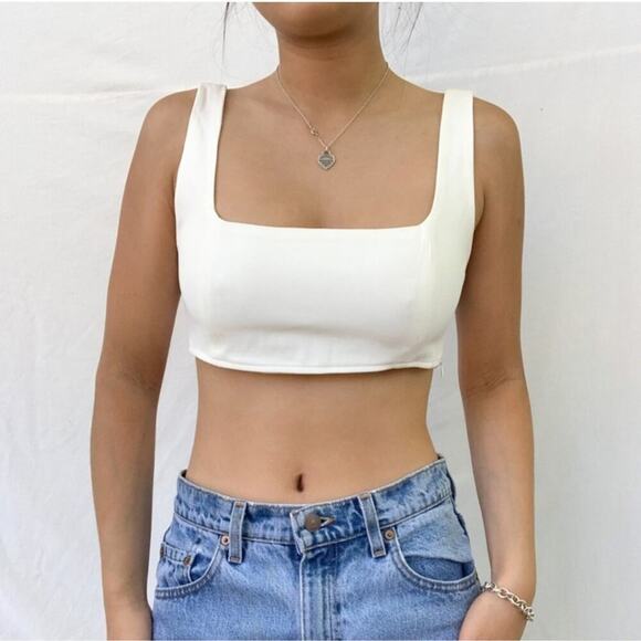 Princess Polly NEW Huxley White Cropped Fitted Base Layer Neutral Top 8 - Picture 14 of 15